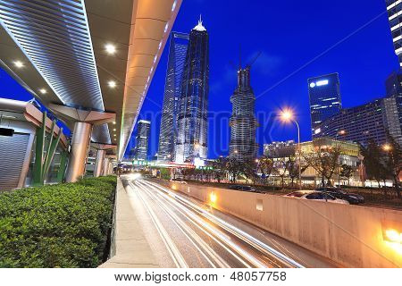 Shanghai Lujiazui Highway At Night