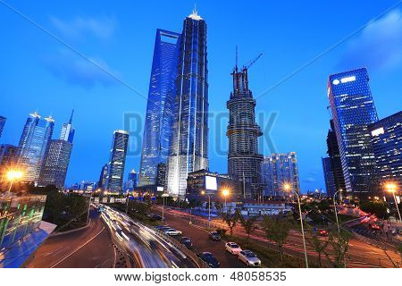 Shanghai Lujiazui Highway At Night