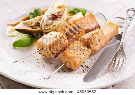 grillad lax spett