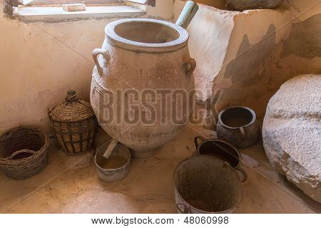 Museum With Artifacts Of Ancient Greek Pottery And Clay  (jug, Pot, Vase) In Monastery  In Messara V
