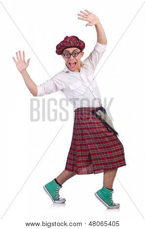 Lustige Scotsman isolated on the white