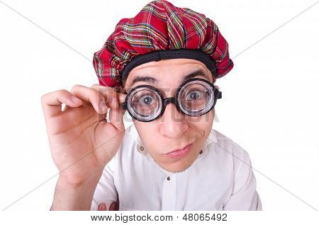 Lustige Scotsman isolated on the white