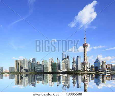 Lujiazui Finance  &trade Zone Of Shanghai Skyline At New Attractions Landscape