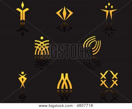 Menge der goldene Symbole auf schwarz