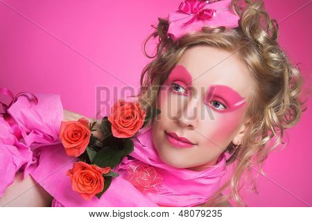 Woman in pink.