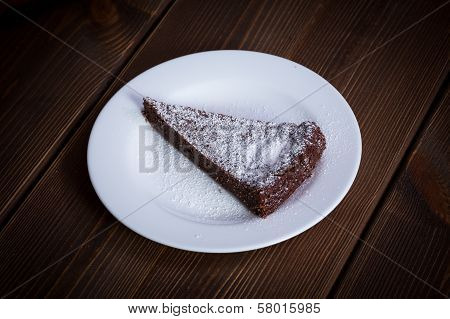 Chocolate Cake Slice On White Dish