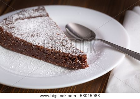 Chocolate Cake Slice On White Dish