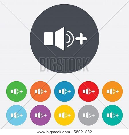 Speaker volume louder sign icon. Sound symbol.