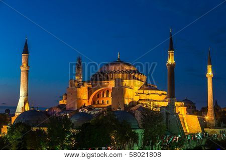 Hagia Sophia In Istanbul Turkey At Night