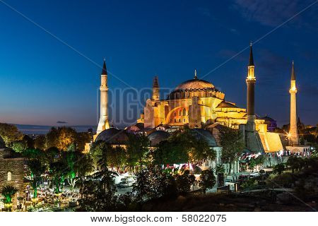 Hagia Sophia In Istanbul Turkey At Night