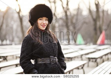 Business woman in winter city