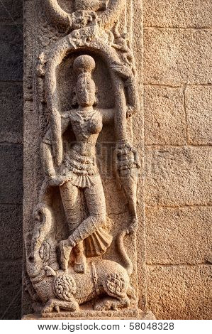 Hindu Goddess On The Wall In India