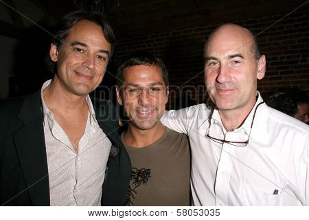 Jon Linstrom with Scott Harden and James Eckhouse  at the party celebrating the opening night of the play 