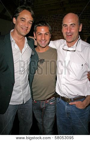Jon Linstrom with Scott Harden and James Eckhouse  at the party celebrating the opening night of the play 