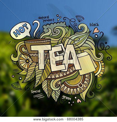 Tea hand lettering and doodles elements