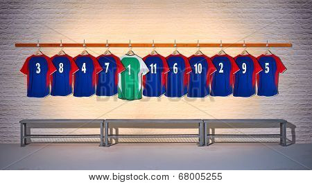 Green and Blue Football Shirts 3-5