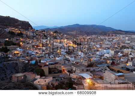 Old Town Of Lorca at night. Spain