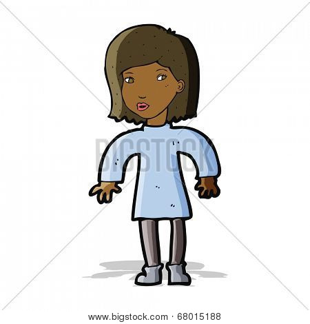 cartoon cautious woman