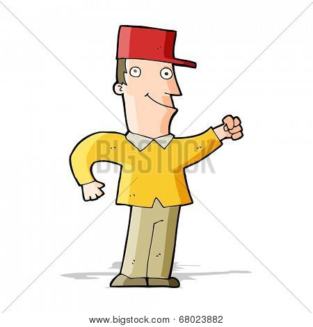 cartoon man punching air