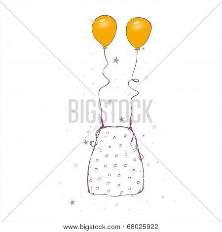 Sketch - dot blouse + balloons