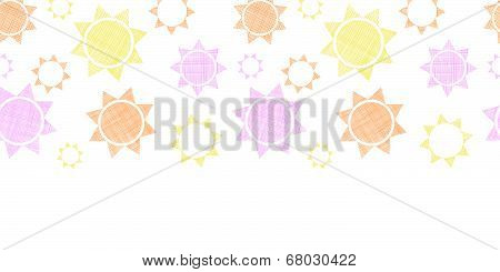 Abstract textile colroful suns geometric horizontal seamless pattern background
