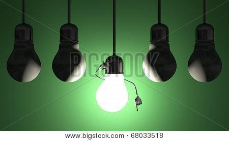 Light Bulbs In Sockets, Moment Of Insight On Green