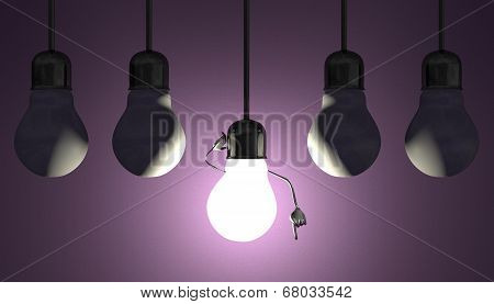 Light Bulbs In Sockets, Moment Of Insight On Violet