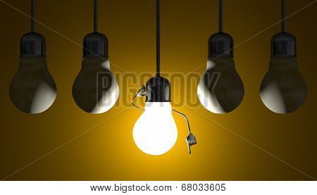 Light Bulbs In Sockets, Moment Of Insight On Yellow