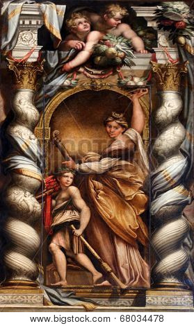 PARMA, ITALY - MAY 01, 2014: St. Cecilia, Basilica Santa Maria della Steccata. Basilica is a Marian shrine made ??in Parma between 1521 and 1539 and in 2008 elevated to the rank of minor basilica