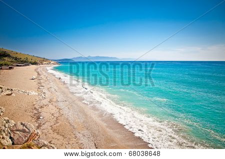 Beautiful sandy beach Lukova (Lukove),  Shpelle, Albania.