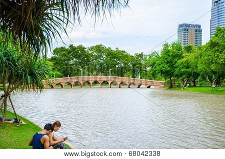 Two People  Around Park