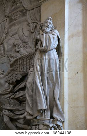 PARMA, ITALY - MAY 01, 2014: Statue of Saint , altar in the church of Saint Vitale. The church of St Vitale is located in the historic center of Parma, not far from City Hall