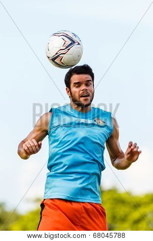 Sisaket Thailand-july 6: Victor Amaro Of Sisaket Fc. In Action During A Training Ahead Thai Premier