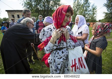 KRASNY BRONEVIK, RUSSIA - JULY 7, 2014: Celebrations commemorating the Rev. Anthony Dymsky (died 1224) in Antony Dymsky Monastery