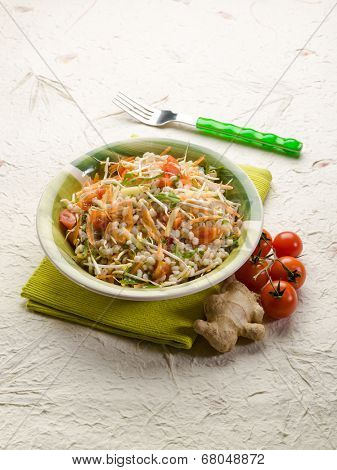 barley salad with ginger carrots arugula and tomatoes