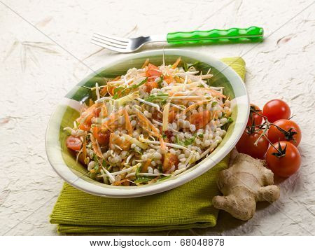 barley salad with ginger carrots arugula and tomatoes