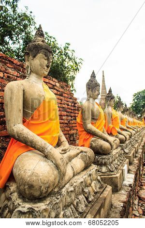 Aligned Statues Of Buddha