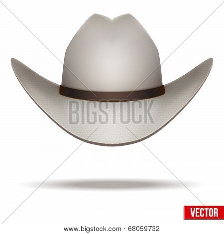 White cowboy hat. Vector Illustration. Isolated on white background.