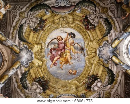 PARMA, ITALY - MAY 01, 2014: Fresco, St Lucia church. Church, originally known as St. Michael in the Channel is mentioned in documents in 1223, built in 1615 and dedicated to St. Lucia