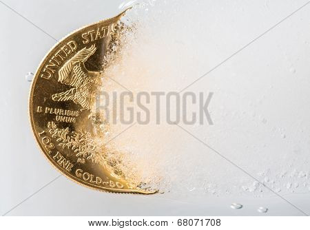 Golden Eagle Coin Emerging From Deep Freeze