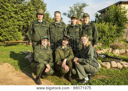 TIKHVIN, RUSSIA - JULY 9, 2014: Security service of celebrations on the occasion of the 10th anniversary of the return of the Tikhvin icon of the Mother of God in Uspensky monastery.