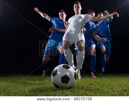 soccer football team  player game duel isolated on black background