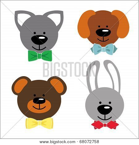 Funny Faces Animals With Bow Tie.baby Collection