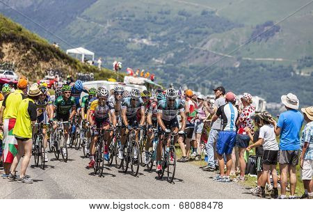 The Peloton In Pyrenees Mountains