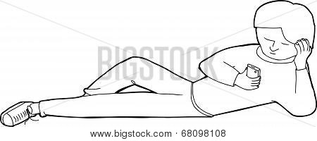 Outline Of Teen On Phone