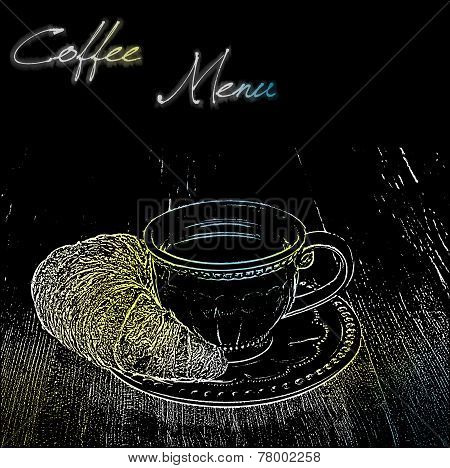 Coffee menu design with a cup