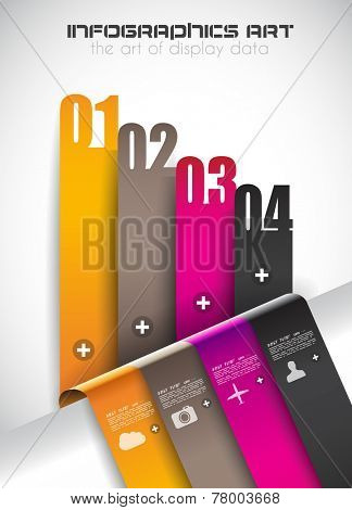 Infographic template with papaer stripes for Item ranking. Ideal to use for marketing studies display, features ranking, strategy illustrations, seo optimization and social media.
