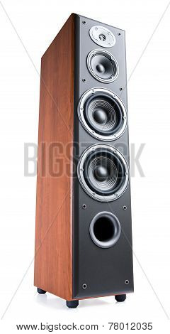 Wooden Sound Speakers On White Background