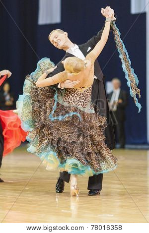 Minsk-belarus, October 5, 2014: Professional Dance Couple Of Dulebenec Egor And Samorodskaya Alexand