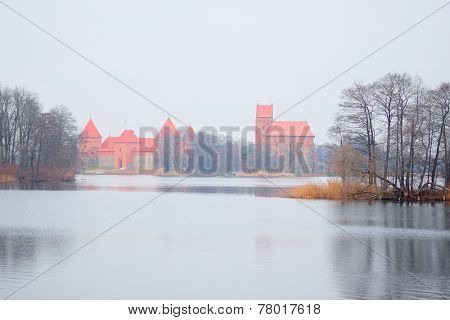 Lithuania, Trakai - November 17, 2014: Trakai Castle - Island castle in Trakai is a museum and a cultural center.